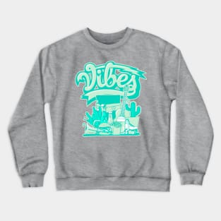 Vibes Washed Teal Mint Foam Crewneck Sweatshirt